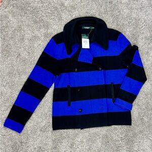 NWT-LAUREN RALPH LAUREN‎ Women's Sweater/Jacket-Black/Blue-Size M